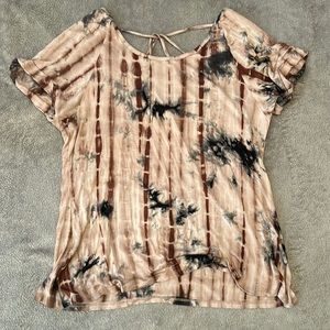 Moon & sky tie dye t shirt cuffed sleeve size medium